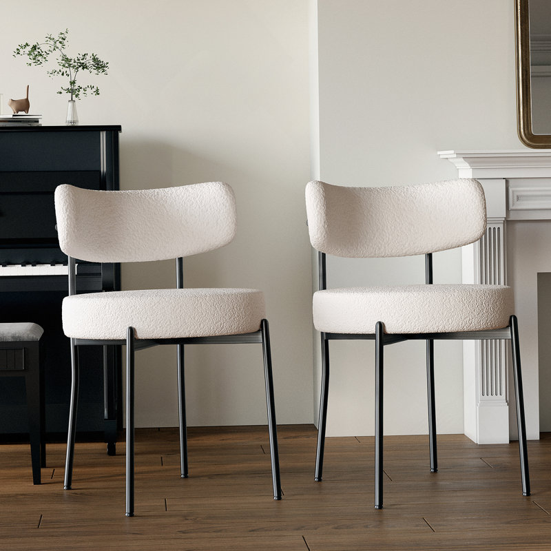 Ensemble de 2 chaises blanches, chaises de salle à manger de style moderne Mid-Century, 2