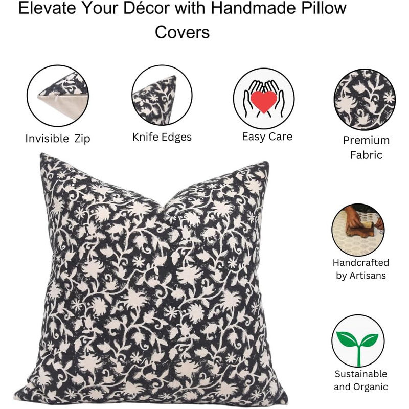 Housse de coussin en coton Floral, 14 po x 14 po