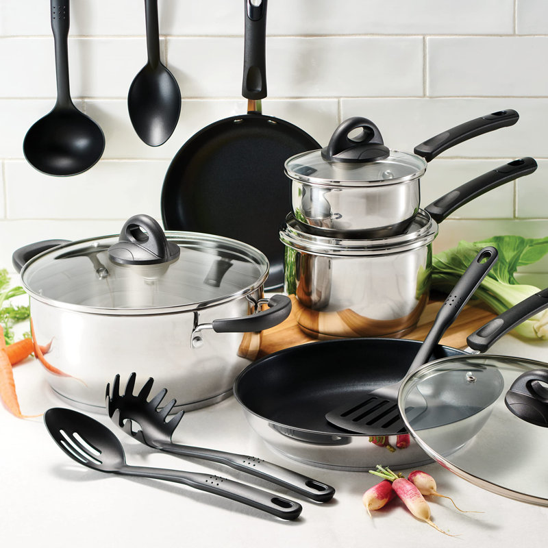 14 Pc Triply Base Cookware Set - Stainless Steel