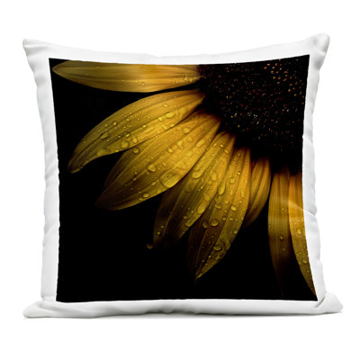 Sunflower Detail with Droplets Outdoor Printed Pillow, design by Brian Carson Photography