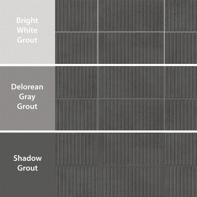 Kings Loft 7-7/8 In. X 15-3/4 In. Fluted Ceramic Wall Tile, Black
