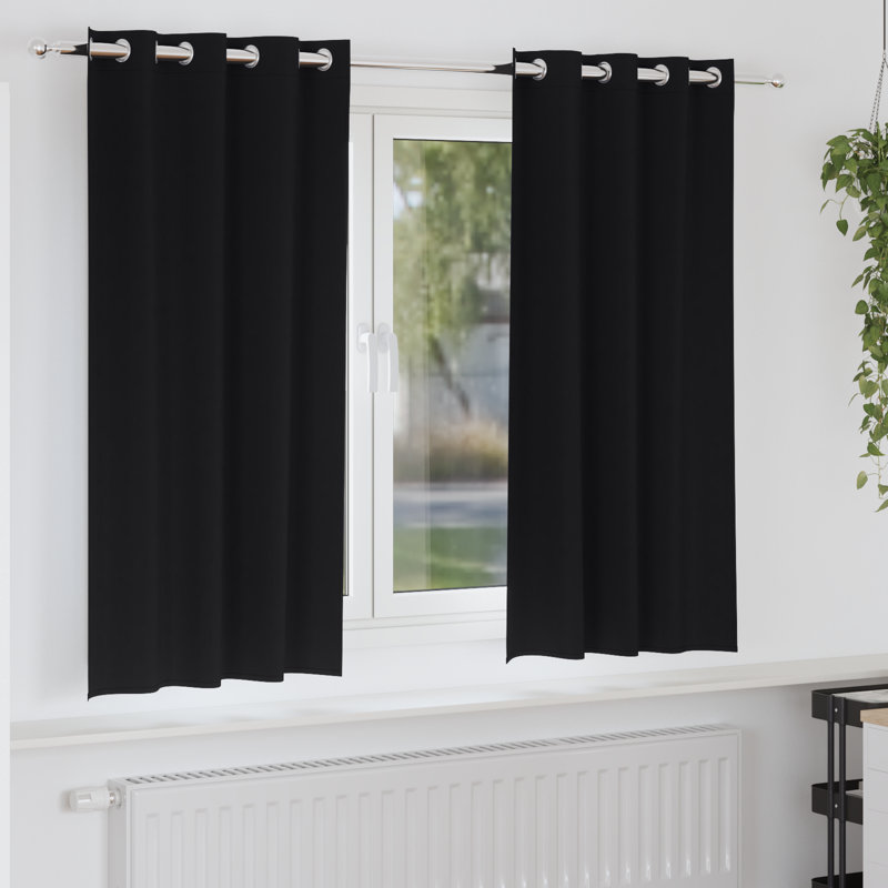 Tacorian Curtain Pair, 140cm Width x 175cm Drop, Black