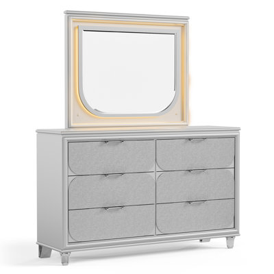 Commode 6 tiroirs avec miroir Merlyne