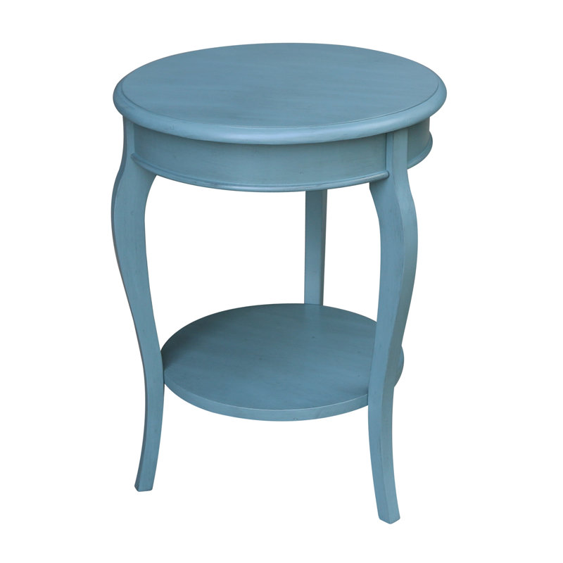 Maretti Solid Wood End Table, Ocean Blue - Antique Rubbed