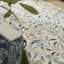 Floral Ivory Blue Washable/Stain Guarded Area Rug -477773032