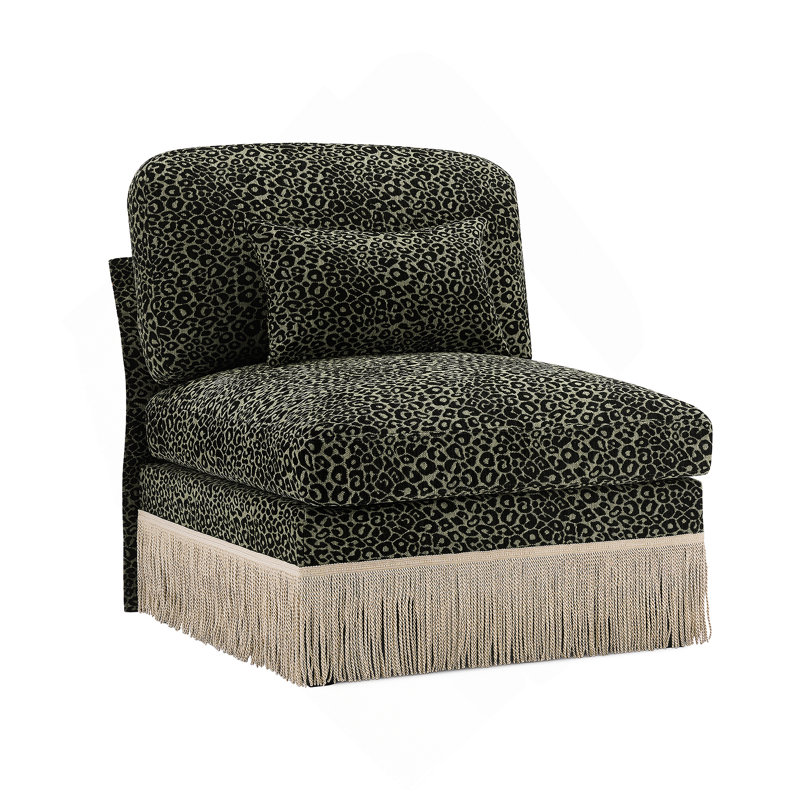 Canapé sans accoudoirs en chenille léopard avec 1 oreiller - noir vert