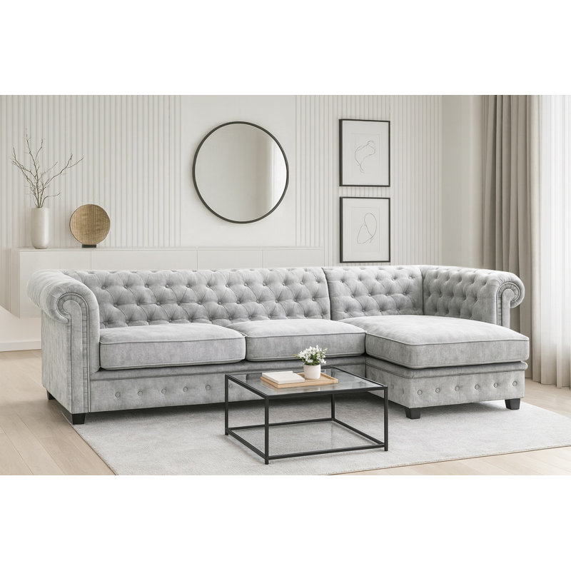 Allegra Corner Sofa, Right Hand Facing, Light Grey