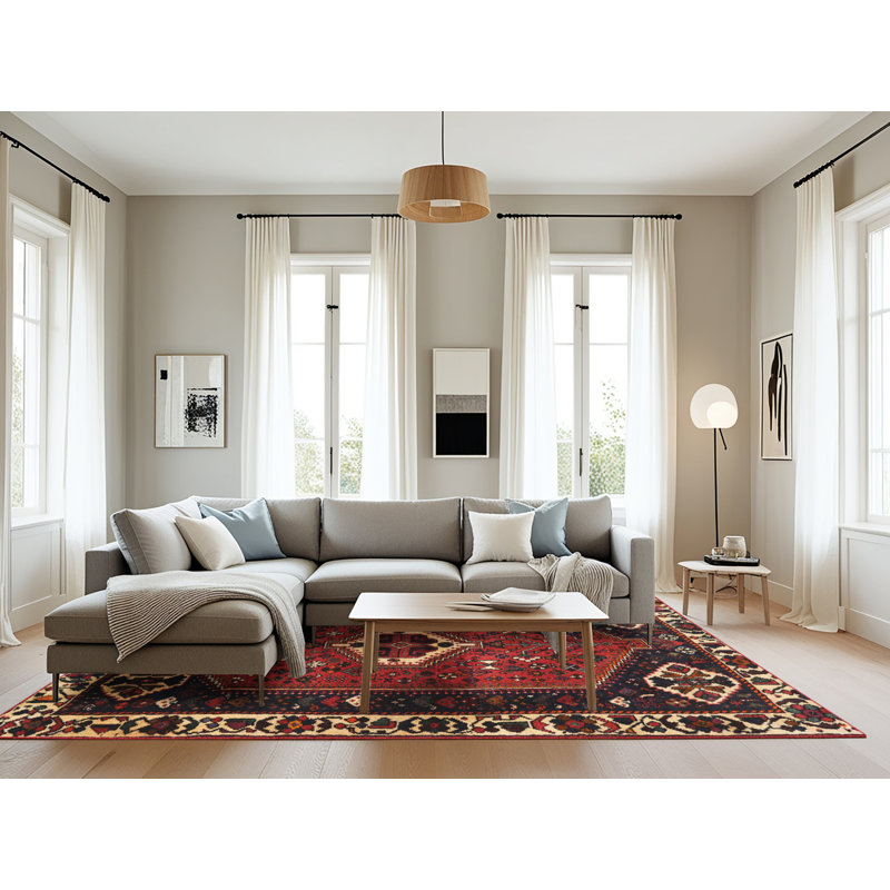 Tapis oriental beige / noir / rouge, Rectangle 8 pi x 12 pi