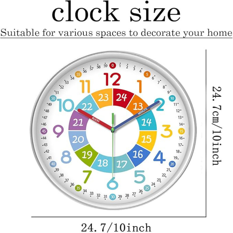 Horloge murale colorée pour enfants XFM