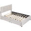 Lit plateforme tapissier beige avec 2 tiroirs et un lit gigogne, style tête de lit classique, matériau solide et contreplaqué, optimise l'efficacité de l'espace, tête de lit à assemblage simple, contreplaqué, extensible