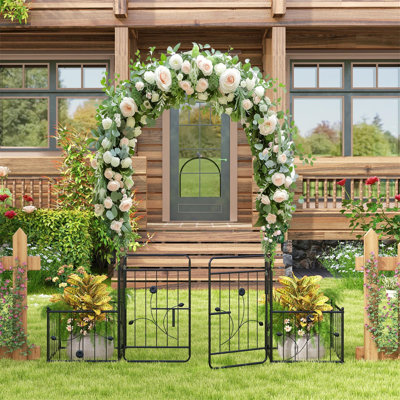 198cm W x 50cm D Metal Arbour in Black