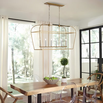 Jesli 6 - Light Farmhouse Large Linear Lantern Open Frame Chandelier