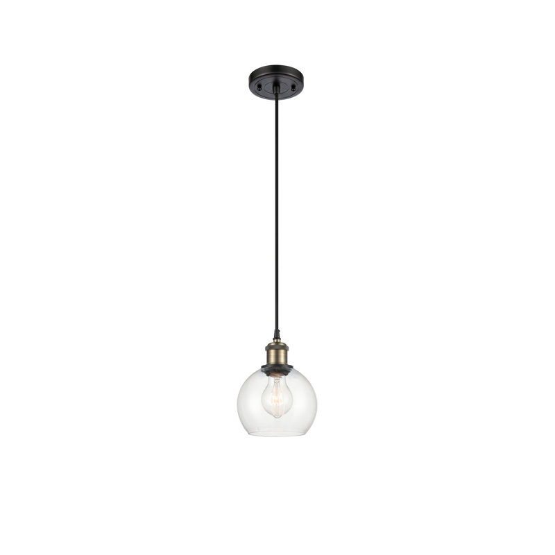 Luminaire suspendu sphérique 1 lumière Roxane, Ampoule non incluse, Laiton antique noir
