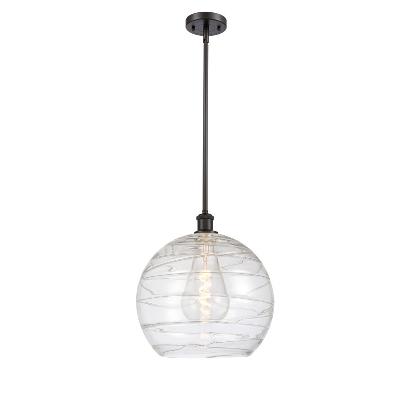 Luminaire suspendu sphérique 1 lumière Cindi, Non, Bronze huilé, Transparent