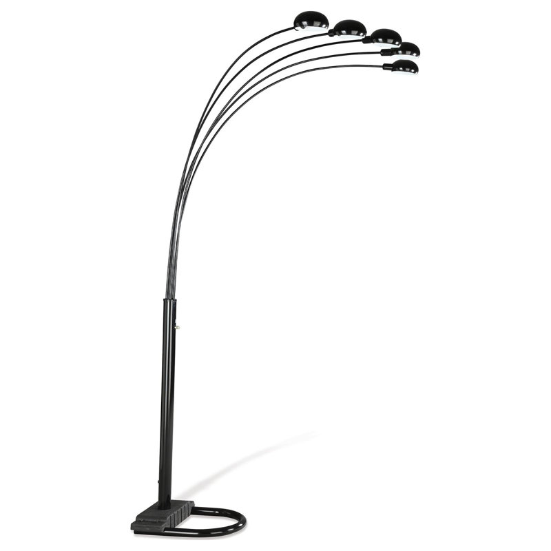 Lampe sur pied 5 lumières noir satiné