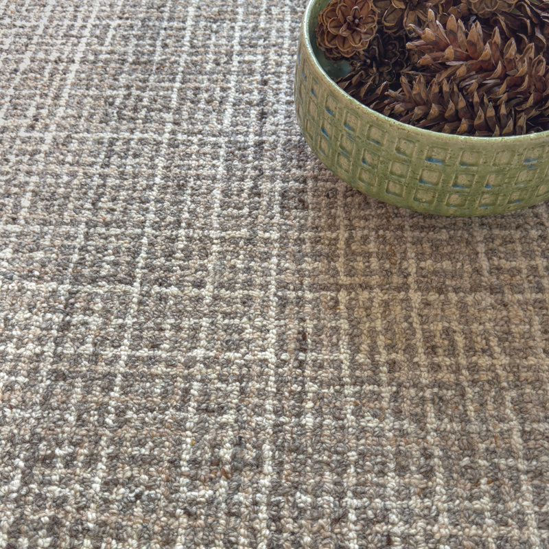 Leigh Hand Tufted Wool Abstract/Houndstooth Area Rug in Natural/White/Ivory/Beige/Tan, Rectangle 5'6" x 8'6"