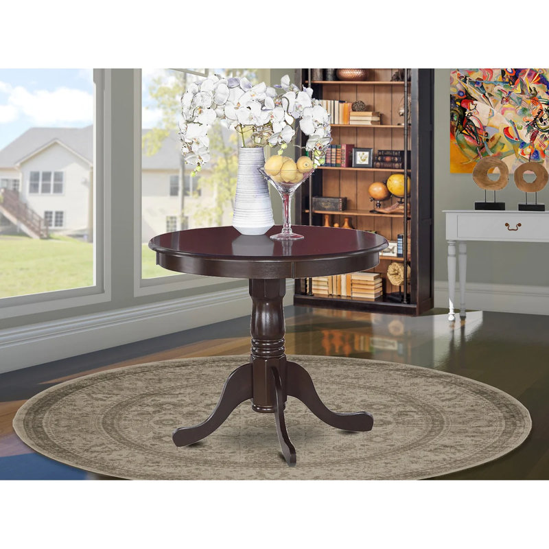 Antique Dining Room Table - a Round kitchen Table Top with Pedestal Base, Cappuccino, Cappuccino, Cappuccino