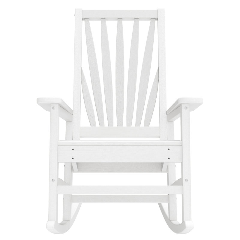 Chaise berçante d'extérieur en PEHD avec dossier Windsor, blanc, Blanc
