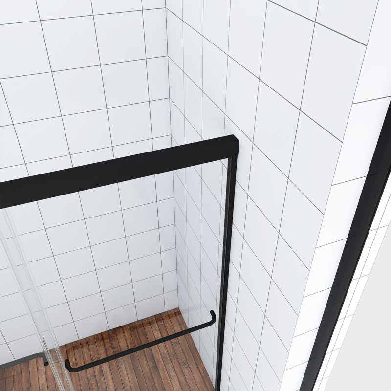 Porte de douche coulissante 48 po x 70 po, Noir mat