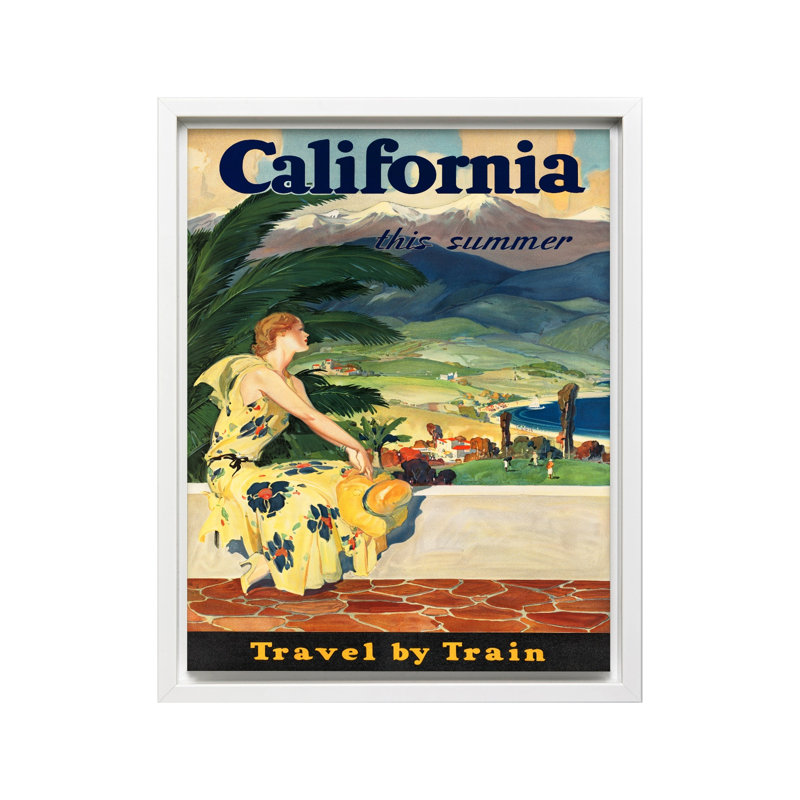 Chemin de fer californien, H 11 po x l 14 po, Canevas, Encadrement blanc