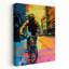 «Vibrant City Cyclist Contemporary Mountain Architecture», reproduction d'art murale-132470297