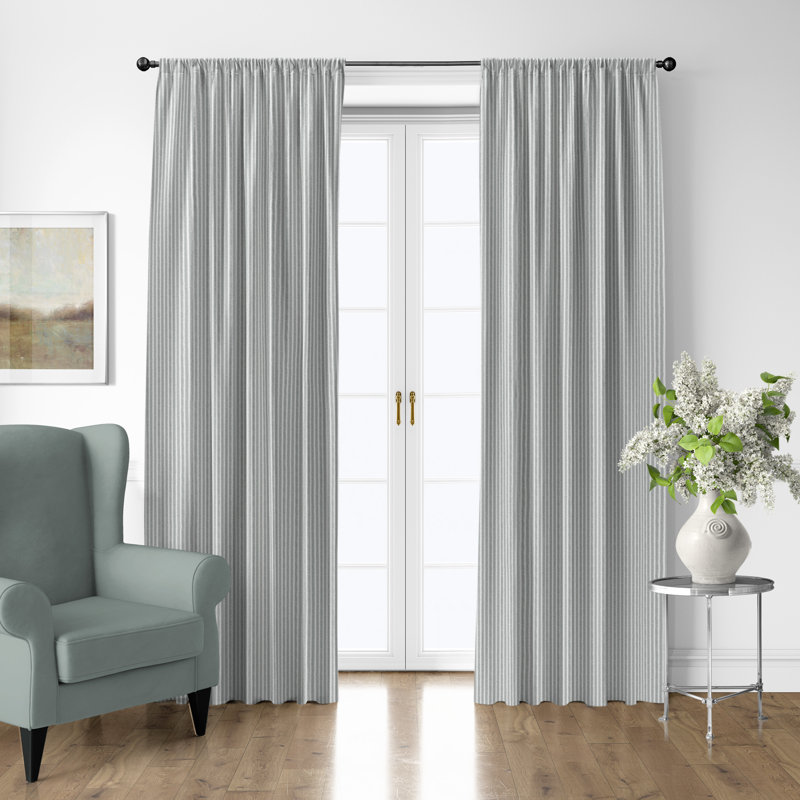 Ensemble de 2 rideaux en coton sauge à rayures, 50" W  x 168" L