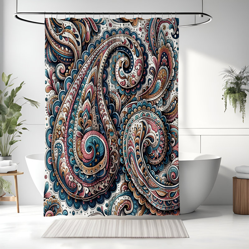 Rideau de douche Eracle Paisley, H 70 po x l 83 po