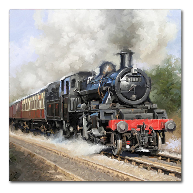 «Steam train Square» par The Macneil Studio, reproduction sur toile, H 24 po x l 24 po x P 2 po