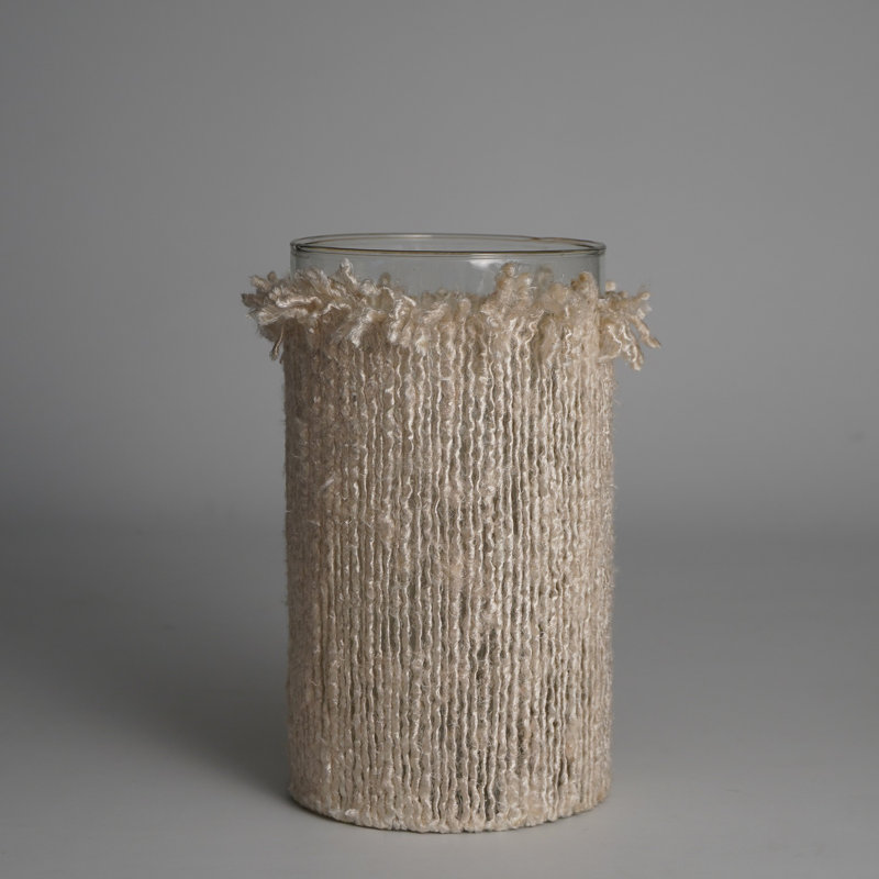 Porte-votive de table en verre, Crème, H 10 po x l 10 po