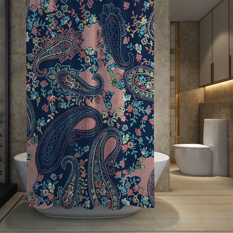 Rideau de douche simple à motif cachemire, H 93 po x l 70 po