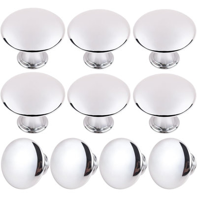 Paquet de 10 boutons d'armoire - Poignées de tiroir rondes en alliage d'aluminium avec vis pour quincaillerie de porte de salle de bain