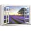 Fenêtre, paysage, lever de soleil sur une lavande mauve, impression sur toile tendue-98466598