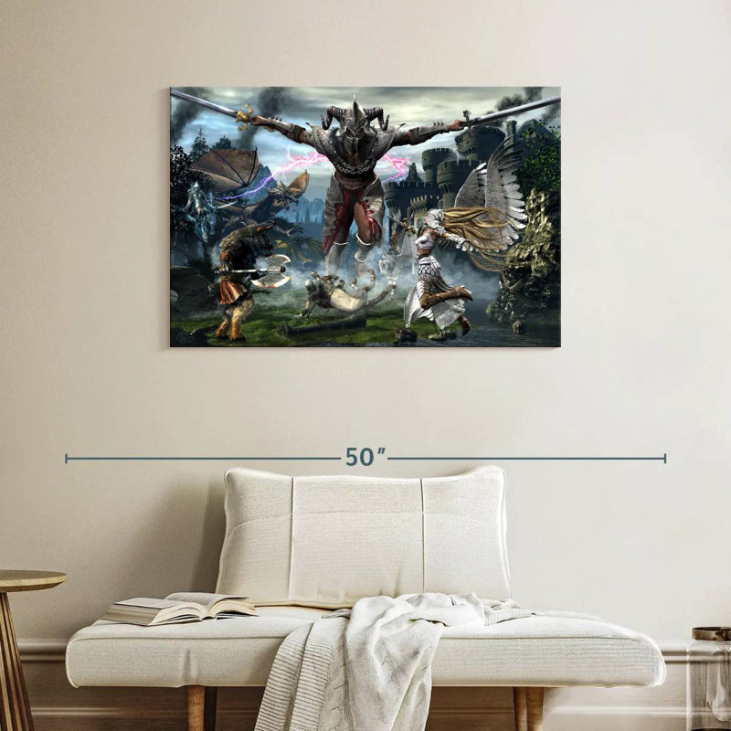 Keiraleigh Titan bat une légion de créatures, H 26 po x l 39 po