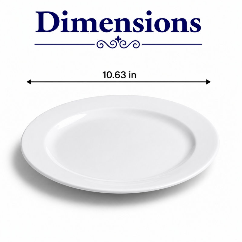Assiette plate en porcelaine de qualité supérieure PRIME IVORY avec petit rebord., 10.62