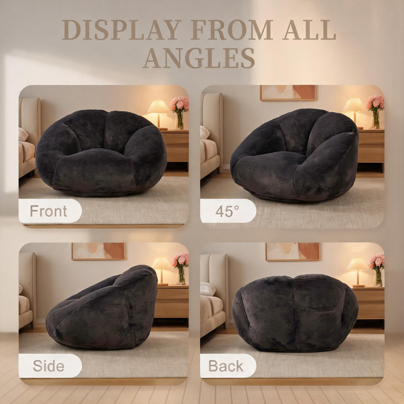 Faux Fur Bean Bag Chair, Carbon Black