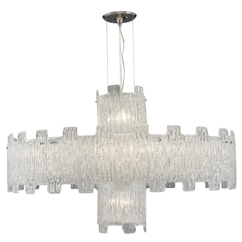 Lustre suspendu pour îlot de cuisine Venetian Light, Fumée, 32'' Diameter x 21'' Height, Chrome