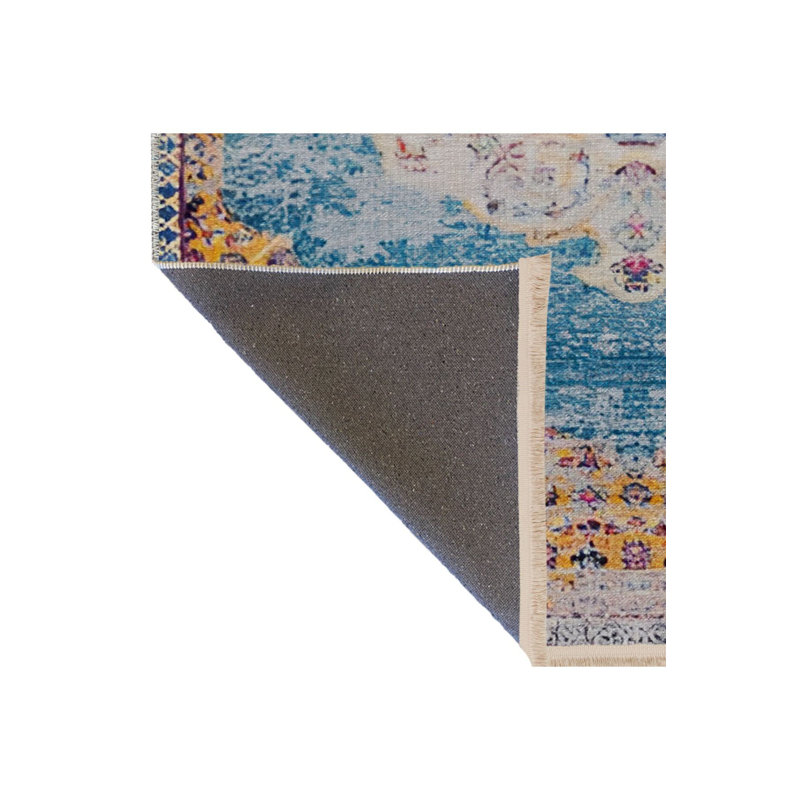 Tapis décoratif décoratif bleu rétro, Sous-tapis rectangulaire de 3 pi 3 po x 4 pi 11 po