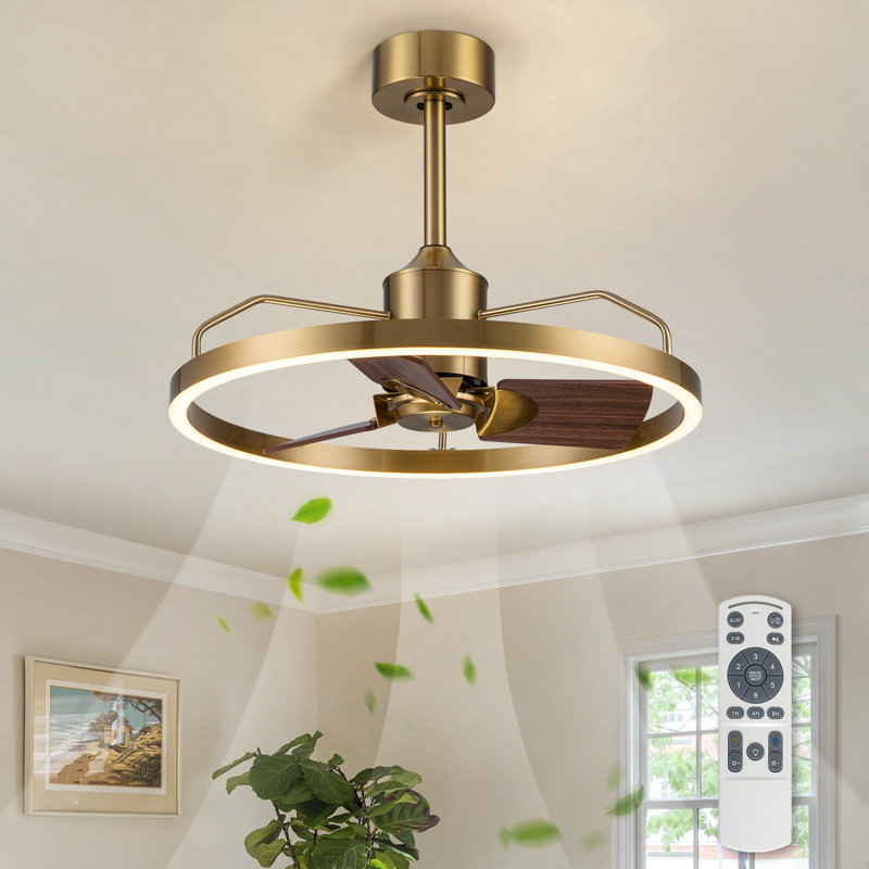 24inch Dimmable Ceiling Fan with LED Light And Remote Control, Gold