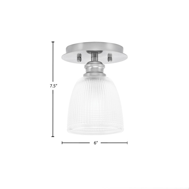 Edge 1 Light Semi-Flush Shown With 5" Clear Ribbed Glass, Brushed Nickel