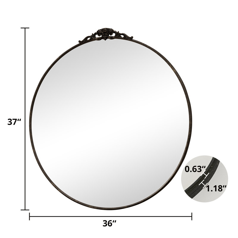 Miroir d'appoint mural Stourbirdge, Noir antique, 36 po x 36 po