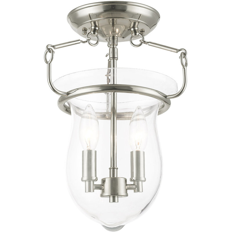 Plafonnier semi-encastré Libertytown Crystal, Nickel poli