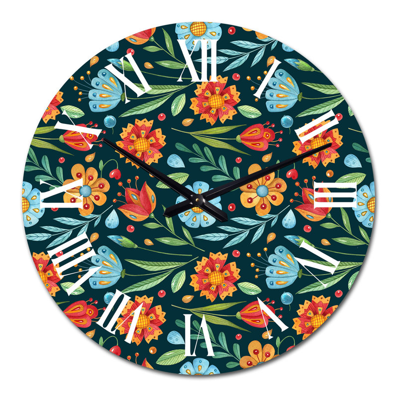 Horloge murale orange et bleue, Surdimensionné