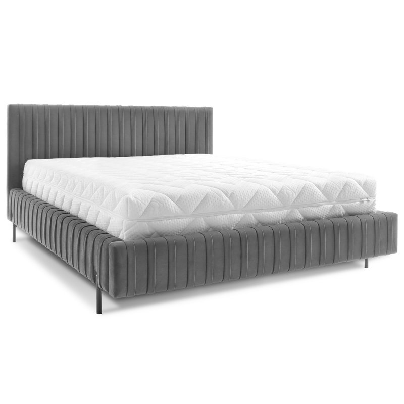 Molette Upholstered Bed, Grey, Super King (6')