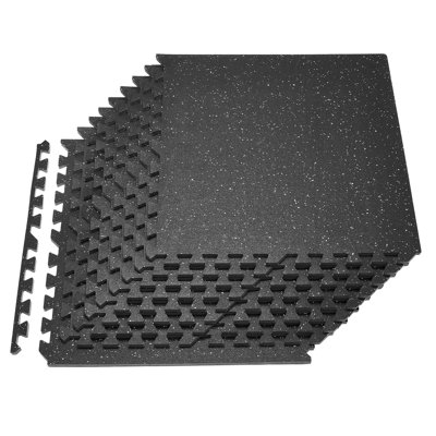 Puzzle Exercise Mat, Fitness Equipment Mats, 24 x 24 x 0.56 in, High-Density EVA Foam Mat Set, Interlocking Rubber Soft Tiles, Protective Floor Padding with White Dots for Home Gym Office