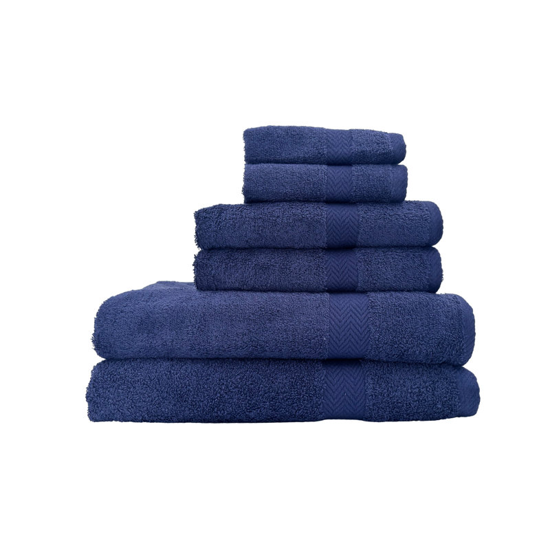Summit 6pc Bath Towel Set, 100% Cotton, Navy