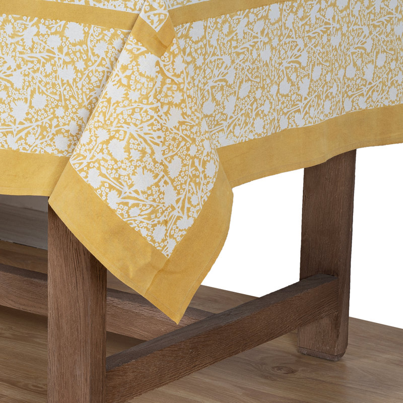 Meadows Handmade Floral Tablecloth, 59" Square, Dijon