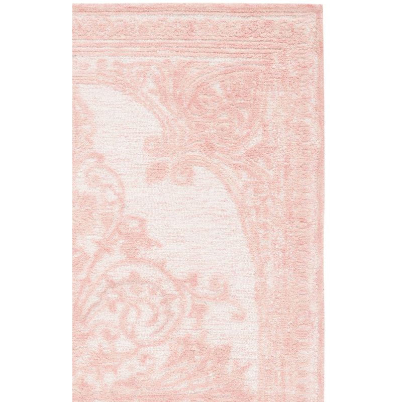 Alexia-Leigh Oriental Hand-Tufted Pink/Ivory Area Rug, Rectangle 8' x 10'