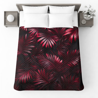 Couvre-lit rouge Palm Leaves