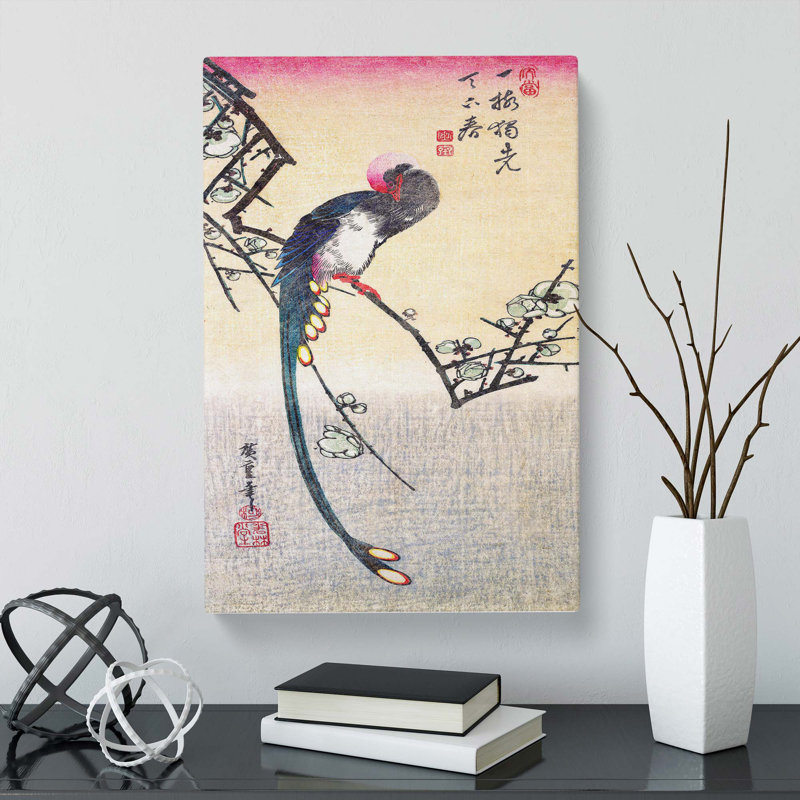 A Bird on a Plum Branch by Utagawa Hiroshige - Wrapped Canvas, 60cm H x 40cm W x 3cm D