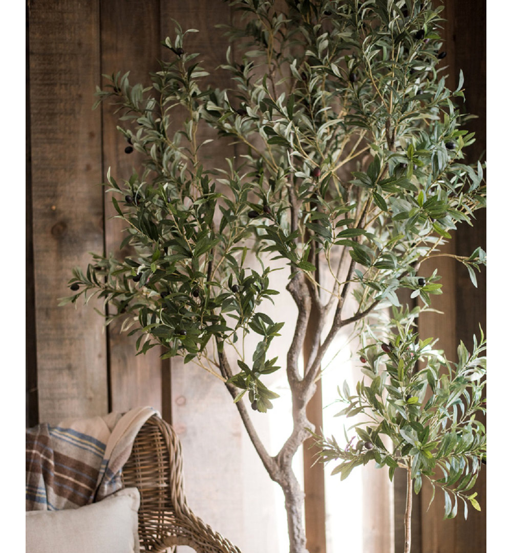 94.5'' Faux Olive Tree Tree in Pot Liner Rustic Reach